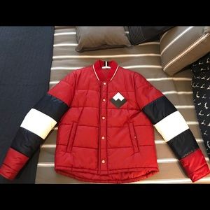 Bally red puffer coat made in Italy
